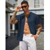 imageCOOFANDY Mens Knit Shirts Short Sleeve Button Down Polo Shirt Vintage Casual Beach Shirt Summer TopsNavy Blue