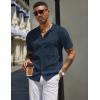 imageCOOFANDY Mens Knit Shirts Short Sleeve Button Down Polo Shirt Vintage Casual Beach Shirt Summer TopsNavy Blue