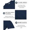 imageCOOFANDY Mens Knit Shirts Short Sleeve Button Down Polo Shirt Vintage Casual Beach Shirt Summer TopsNavy Blue