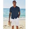 imageCOOFANDY Mens Knit Shirts Short Sleeve Button Down Polo Shirt Vintage Casual Beach Shirt Summer TopsNavy Blue