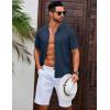 imageCOOFANDY Mens Knit Shirts Short Sleeve Button Down Polo Shirt Vintage Casual Beach Shirt Summer TopsNavy Blue