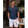 imageCOOFANDY Mens Knit Shirts Short Sleeve Button Down Polo Shirt Vintage Casual Beach Shirt Summer TopsNavy Blue