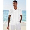 imageCOOFANDY Mens Knit Shirts Short Sleeve Button Down Polo Shirt Vintage Casual Beach Shirt Summer TopsWhite