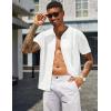 imageCOOFANDY Mens Knit Shirts Short Sleeve Button Down Polo Shirt Vintage Casual Beach Shirt Summer TopsWhite