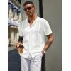 imageCOOFANDY Mens Knit Shirts Short Sleeve Button Down Polo Shirt Vintage Casual Beach Shirt Summer TopsWhite