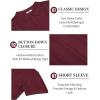 imageCOOFANDY Mens Knit Shirts Short Sleeve Button Down Polo Shirt Vintage Casual Beach Shirt Summer TopsWine Red