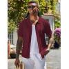 imageCOOFANDY Mens Knit Shirts Short Sleeve Button Down Polo Shirt Vintage Casual Beach Shirt Summer TopsWine Red