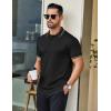 imageCOOFANDY Mens Polo Shirts Short Sleeve Golf Polo Button Pullover Casual Contrast Color Basic T Shirt Ribbed CollarBlack