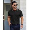 imageCOOFANDY Mens Polo Shirts Short Sleeve Golf Polo Button Pullover Casual Contrast Color Basic T Shirt Ribbed CollarBlack