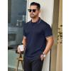 imageCOOFANDY Mens Polo Shirts Short Sleeve Golf Polo Button Pullover Casual Contrast Color Basic T Shirt Ribbed CollarDeep Blue