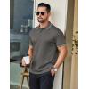 imageCOOFANDY Mens Polo Shirts Short Sleeve Golf Polo Button Pullover Casual Contrast Color Basic T Shirt Ribbed CollarDeep Gray
