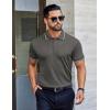 imageCOOFANDY Mens Polo Shirts Short Sleeve Golf Polo Button Pullover Casual Contrast Color Basic T Shirt Ribbed CollarDeep Gray