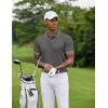 imageCOOFANDY Mens Polo Shirts Short Sleeve Golf Polo Button Pullover Casual Contrast Color Basic T Shirt Ribbed CollarDeep Gray