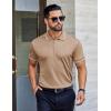 imageCOOFANDY Mens Polo Shirts Short Sleeve Golf Polo Button Pullover Casual Contrast Color Basic T Shirt Ribbed CollarKhaki