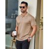imageCOOFANDY Mens Polo Shirts Short Sleeve Golf Polo Button Pullover Casual Contrast Color Basic T Shirt Ribbed CollarKhaki