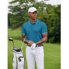 imageCOOFANDY Mens Polo Shirts Short Sleeve Golf Polo Button Pullover Casual Contrast Color Basic T Shirt Ribbed CollarLake Blue