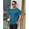 imageCOOFANDY Mens Polo Shirts Short Sleeve Golf Polo Button Pullover Casual Contrast Color Basic T Shirt Ribbed CollarLake Blue