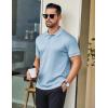imageCOOFANDY Mens Polo Shirts Short Sleeve Golf Polo Button Pullover Casual Contrast Color Basic T Shirt Ribbed CollarLight Blue
