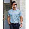 imageCOOFANDY Mens Polo Shirts Short Sleeve Golf Polo Button Pullover Casual Contrast Color Basic T Shirt Ribbed CollarLight Blue