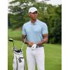 imageCOOFANDY Mens Polo Shirts Short Sleeve Golf Polo Button Pullover Casual Contrast Color Basic T Shirt Ribbed CollarLight Blue