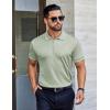 imageCOOFANDY Mens Polo Shirts Short Sleeve Golf Polo Button Pullover Casual Contrast Color Basic T Shirt Ribbed CollarLight Green