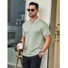 imageCOOFANDY Mens Polo Shirts Short Sleeve Golf Polo Button Pullover Casual Contrast Color Basic T Shirt Ribbed CollarLight Green