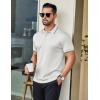 imageCOOFANDY Mens Polo Shirts Short Sleeve Golf Polo Button Pullover Casual Contrast Color Basic T Shirt Ribbed CollarWhite