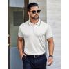 imageCOOFANDY Mens Polo Shirts Short Sleeve Golf Polo Button Pullover Casual Contrast Color Basic T Shirt Ribbed CollarWhite