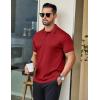 imageCOOFANDY Mens Polo Shirts Short Sleeve Golf Polo Button Pullover Casual Contrast Color Basic T Shirt Ribbed CollarWine Red