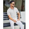 imageCOOFANDY Mens Textured Polo Shirts Short Sleeve Slim Fit Casual Button Polo TShirt Summer Collared Golf ShirtAll White