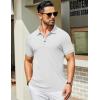 imageCOOFANDY Mens Textured Polo Shirts Short Sleeve Slim Fit Casual Button Polo TShirt Summer Collared Golf ShirtAll White