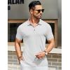 imageCOOFANDY Mens Textured Polo Shirts Short Sleeve Slim Fit Casual Button Polo TShirt Summer Collared Golf ShirtAll White