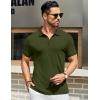 imageCOOFANDY Mens Textured Polo Shirts Short Sleeve Slim Fit Casual Button Polo TShirt Summer Collared Golf ShirtArmy Green