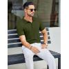 imageCOOFANDY Mens Textured Polo Shirts Short Sleeve Slim Fit Casual Button Polo TShirt Summer Collared Golf ShirtArmy Green