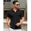 imageCOOFANDY Mens Textured Polo Shirts Short Sleeve Slim Fit Casual Button Polo TShirt Summer Collared Golf ShirtBlack