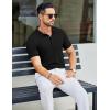 imageCOOFANDY Mens Textured Polo Shirts Short Sleeve Slim Fit Casual Button Polo TShirt Summer Collared Golf ShirtBlack