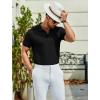 imageCOOFANDY Mens Textured Polo Shirts Short Sleeve Slim Fit Casual Button Polo TShirt Summer Collared Golf ShirtBlack