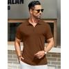 imageCOOFANDY Mens Textured Polo Shirts Short Sleeve Slim Fit Casual Button Polo TShirt Summer Collared Golf ShirtBrown