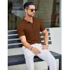imageCOOFANDY Mens Textured Polo Shirts Short Sleeve Slim Fit Casual Button Polo TShirt Summer Collared Golf ShirtBrown