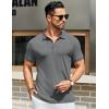 imageCOOFANDY Mens Textured Polo Shirts Short Sleeve Slim Fit Casual Button Polo TShirt Summer Collared Golf ShirtDark Grey