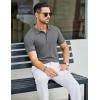 imageCOOFANDY Mens Textured Polo Shirts Short Sleeve Slim Fit Casual Button Polo TShirt Summer Collared Golf ShirtDark Grey