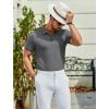imageCOOFANDY Mens Textured Polo Shirts Short Sleeve Slim Fit Casual Button Polo TShirt Summer Collared Golf ShirtDark Grey
