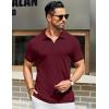 imageCOOFANDY Mens Textured Polo Shirts Short Sleeve Slim Fit Casual Button Polo TShirt Summer Collared Golf ShirtDark Red