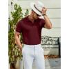 imageCOOFANDY Mens Textured Polo Shirts Short Sleeve Slim Fit Casual Button Polo TShirt Summer Collared Golf ShirtDark Red