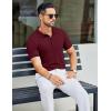 imageCOOFANDY Mens Textured Polo Shirts Short Sleeve Slim Fit Casual Button Polo TShirt Summer Collared Golf ShirtDark Red