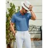 imageCOOFANDY Mens Textured Polo Shirts Short Sleeve Slim Fit Casual Button Polo TShirt Summer Collared Golf ShirtDemin Blue