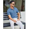 imageCOOFANDY Mens Textured Polo Shirts Short Sleeve Slim Fit Casual Button Polo TShirt Summer Collared Golf ShirtDemin Blue