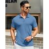 imageCOOFANDY Mens Textured Polo Shirts Short Sleeve Slim Fit Casual Button Polo TShirt Summer Collared Golf ShirtDemin Blue