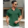 imageCOOFANDY Mens Textured Polo Shirts Short Sleeve Slim Fit Casual Button Polo TShirt Summer Collared Golf ShirtGreen