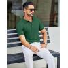 imageCOOFANDY Mens Textured Polo Shirts Short Sleeve Slim Fit Casual Button Polo TShirt Summer Collared Golf ShirtGreen
